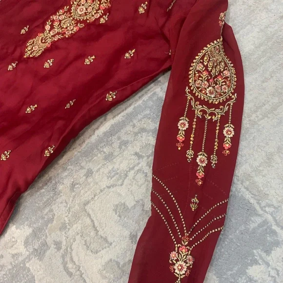 Fancy Pakistani Embellished Gharara Wedding Indian Party Wear Shalwar Kameez - Picture 10 of 11